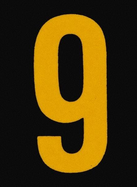 Made in USA - Number Label - Legend: 9, English, Yellow & Black - Makers Industrial Supply