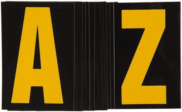 Made in USA - Letter Label - Legend: A-Z, English, Yellow & Black - Makers Industrial Supply