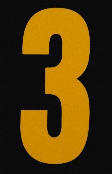 Made in USA - Number Label - Legend: 3, English, Yellow & Black - Makers Industrial Supply