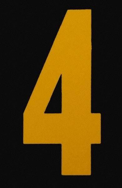 Made in USA - Number Label - Legend: 4, English, Yellow & Black - Makers Industrial Supply