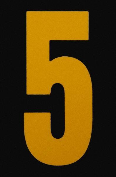 Made in USA - Number Label - Legend: 5, English, Yellow & Black - Makers Industrial Supply