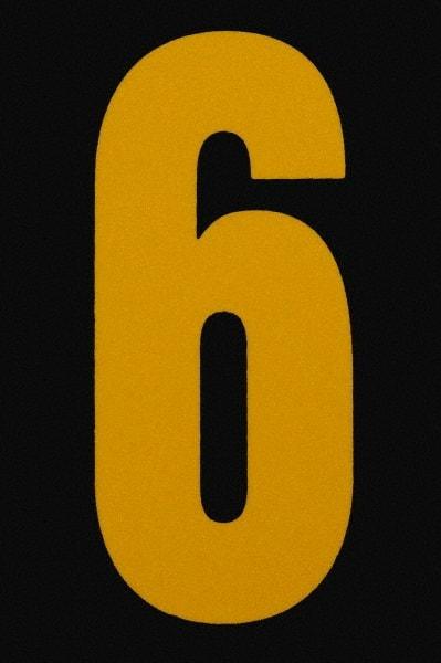 Made in USA - Number Label - Legend: 6, English, Yellow & Black - Makers Industrial Supply