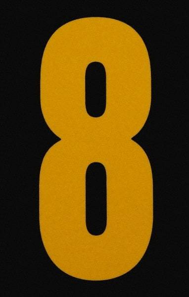 Made in USA - Number Label - Legend: 8, English, Yellow & Black - Makers Industrial Supply