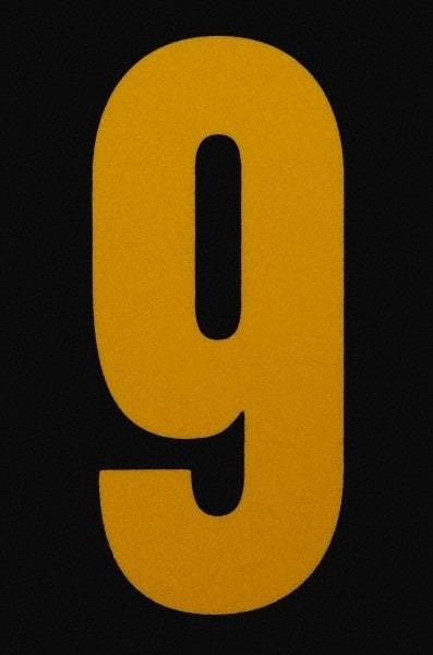 Made in USA - Number Label - Legend: 9, English, Yellow & Black - Makers Industrial Supply