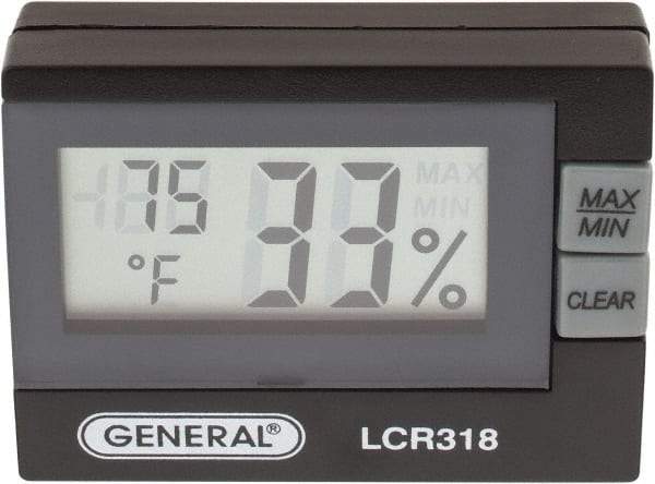 General - 14 to 140°F, 10 to 99% Humidity Range, Thermo-Hygrometer - 5% Relative Humidity Accuracy, 0.1% RH, 0.1° Temp Resolution - Makers Industrial Supply