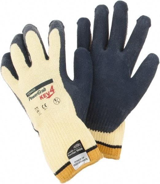 PIP - Size L, ANSI Cut Lvl A3, Cut Resistant Gloves - Palm & Fingers Coated, Yellow/Blue - Makers Industrial Supply