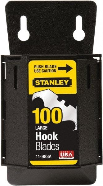 Stanley - 100 Piece High Carbon Steel Hook Blade - 48mm OAL, 1-7/8" Blade Length, 0.024" Blade Thickness - Makers Industrial Supply