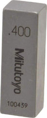 Mitutoyo - 0.4" Rectangular Steel Gage Block - Accuracy Grade AS-1, Includes Certificate of Inspection - Makers Industrial Supply