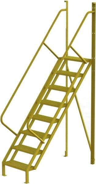 TRI-ARC - 122" 8 Step Configurable Crossover Ladder - 50° Incline, 1,000 Lb Capacity, 80" Platform Height, 30" Base Width x 69-1/2" Base Depth, Serrated - Makers Industrial Supply