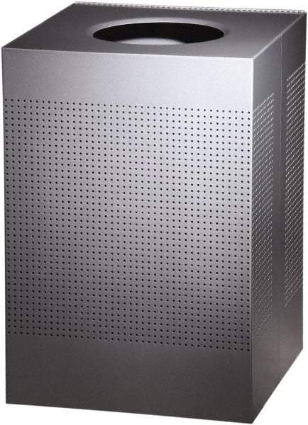 Rubbermaid - 40 Gal Silver Square Decorative Waste Receptacle With Top - Steel, 30" High x 476.25mm Long x 476.25mm Wide - Makers Industrial Supply