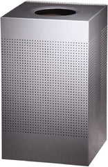 Rubbermaid - 20 Gal Silver Square Decorative Waste Receptacle With Top - Steel, 30" High x 476.25mm Long x 476.25mm Wide - Makers Industrial Supply