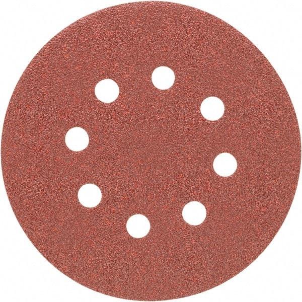 Porter-Cable - 5" Diam, 80 Grit Zirconia Alumina Adhesive PSA Disc - Medium Grade, Tan, C Weighted Backing, Flexible, 13,000 Max RPM - Makers Industrial Supply