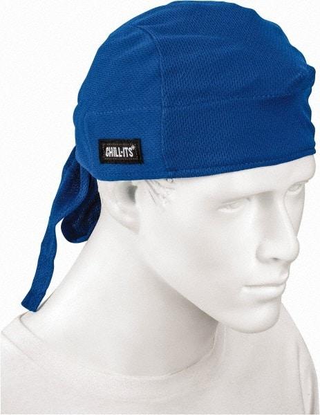 Ergodyne - Size Universal Cooling Tie Hat - Terry Cloth, Tie Closure, Blue, Solid Pattern - Makers Industrial Supply