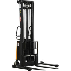 Vestil - 2,000 Lb Capacity, 150" Lift Height, Battery Powered Stacker - 2-1/8" Lowered Height, 42" Fork Length, 58" Overall Width - Makers Industrial Supply