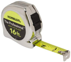 Komelon - 16' x 3/4" Yellow Blade Tape Measure - 1/16" Graduation, Inch Graduation Style, Silver Case - Makers Industrial Supply