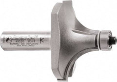 Amana Tool - 2" Cut Diam, 1" Length of Cut, 2 Flute Round-Over Edge Profile Router Bit - Carbide-Tipped, 1/2" Shank Diam, 2-7/8" OAL, Uncoated - Makers Industrial Supply