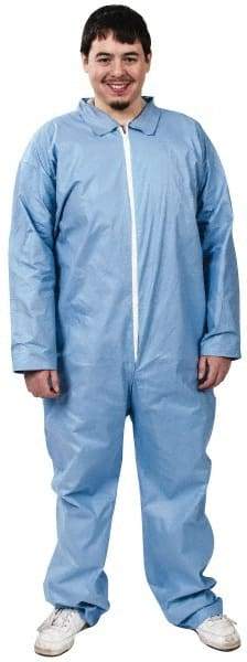 Dupont - Size XL FR Disposable Flame Resistant/Retardant Coveralls - Blue, Zipper Closure, Open Cuffs, Open Ankles, Serged Seams - Makers Industrial Supply