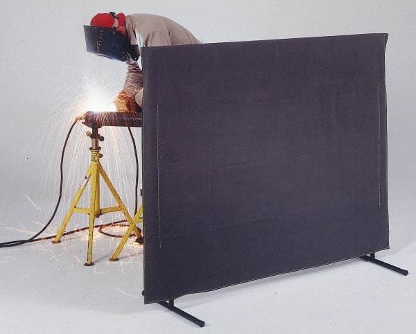 Singer Safety - 5 Ft. Wide x 4 Ft. High, 30 mil Thick Cotton Duck Portable Welding Screen Kit - Olive - Makers Industrial Supply