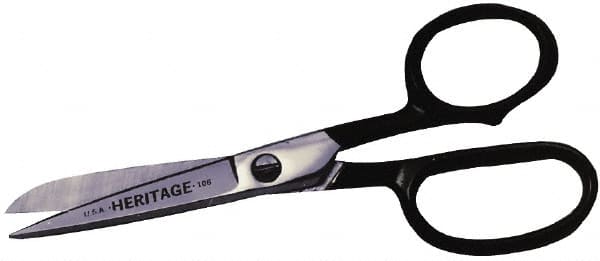 Heritage Cutlery - 5" LOC, 9-1/2" OAL Chrome Plated Standard Shears - Right Hand, Metal Straight Handle, For General Purpose Use - Makers Industrial Supply