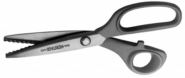 Heritage Cutlery - 2-7/8" LOC, 8-1/4" OAL Stainless Steel Standard Shears - Right Hand, Metal Bent Handle, For Pinking - Makers Industrial Supply