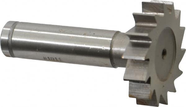 Made in USA - 1-3/8" Diam x 5/16" Face Width, Cobalt, 14 Teeth, Shank Connection Woodruff Keyseat Cutter - Uncoated, 2-5/16" OAL x 1/2" Shank, Straight Teeth, ANSI 1011, Old Standard 23 - Makers Industrial Supply