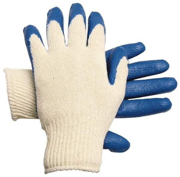 MCR Safety - Size L (9) Latex Coated Cotton/Polyester General Protection Work Gloves - For General Purpose, Palm & Fingers Coated, Knit Wrist Cuff, Full Fingered, Natural/White, Paired - Makers Industrial Supply