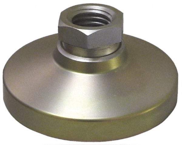 Gibraltar - 15000 Lb Capacity, 1-8 Thread, 1-7/8" OAL, Stainless Steel Stud, Tapped Pivotal Socket Mount Leveling Pad - 4" Base Diam, Stainless Steel Pad, 1-3/8" Hex - Makers Industrial Supply