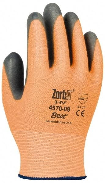 SHOWA - Size XL (10) Nitrile Coated Nylon General Protection Work Gloves - For General Purpose, Elastic Band Cuff, Full Fingered, Orange, Paired - Makers Industrial Supply