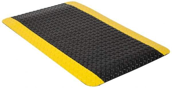 PRO-SAFE - 3' Long x 3' Wide, Dry Environment, Anti-Fatigue Matting - Black & Yellow, Vinyl with Vinyl Sponge Base, Beveled on 4 Sides - Makers Industrial Supply