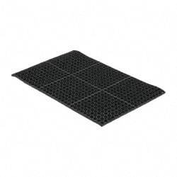 PRO-SAFE - 3' Long x 2' Wide, Dry/Wet Environment, Anti-Fatigue Matting - Black, SBR Rubber with Rubber Base - Makers Industrial Supply