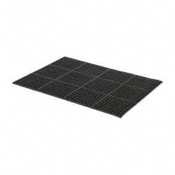 PRO-SAFE - 4' Long x 3' Wide, Dry/Wet Environment, Anti-Fatigue Matting - Black, SBR Rubber with Rubber Base - Makers Industrial Supply