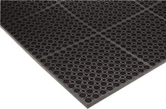 PRO-SAFE - 5' Long x 3' Wide, Dry/Wet Environment, Anti-Fatigue Matting - Black, SBR Rubber with Rubber Base - Makers Industrial Supply