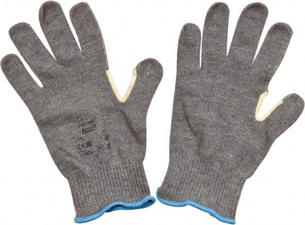 Ansell - Size 2XL (11), ANSI Cut Lvl 4, Abrasion Lvl 2, Kevlar/Polycotton Cut Resistant Gloves - Kevlar/Poly/Cotton Lining, Knit Wrist, Gray, Paired - Makers Industrial Supply