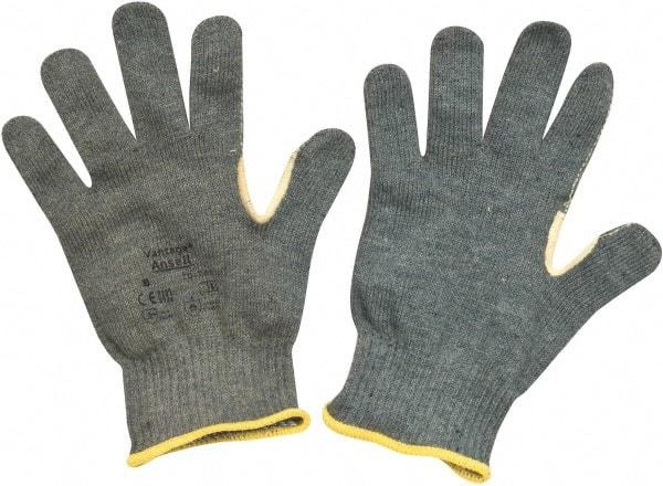 Ansell - Size M (8), ANSI Cut Lvl 4, Abrasion Lvl 2, Kevlar/Polycotton Cut Resistant Gloves - Kevlar/Poly/Cotton Lining, Knit Wrist, Gray, Paired - Makers Industrial Supply