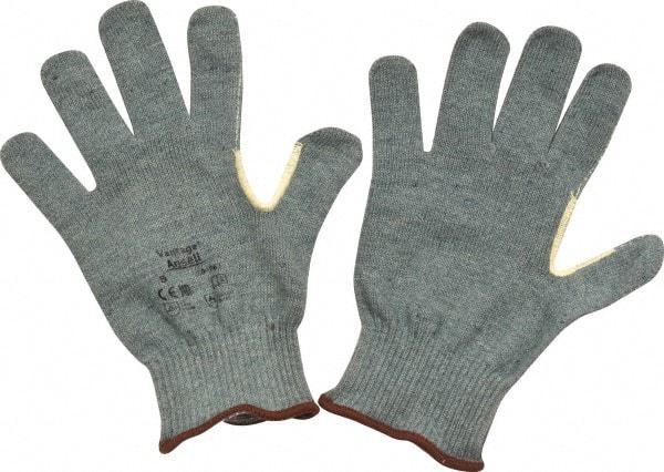 Ansell - Size L (9), ANSI Cut Lvl 4, Abrasion Lvl 2, Kevlar/Polycotton Cut Resistant Gloves - Kevlar/Poly/Cotton Lining, Knit Wrist, Gray, Paired - Makers Industrial Supply