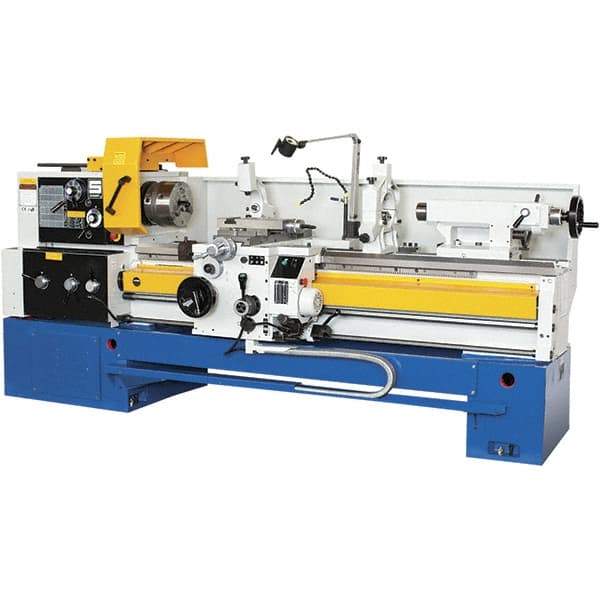 Summit - 18-1/4" Swing, 80" Between Centers, 120 Volt, Triple Phase Toolroom Lathe - 5MT Taper, 10 hp, 32 to 1,500 RPM, 3-1/8" Bore Diam, 44" Deep x 63" High x 134" Long - Makers Industrial Supply