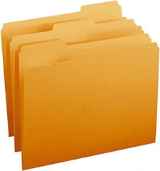 SMEAD - 8-1/2 x 11", Letter Size, Orange, File Folders with Top Tab - 11 Point Stock, Assorted Tab Cut Location - Makers Industrial Supply