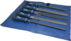 PFERD - 5 Piece American Pattern File Set - 10" Long, Second Coarseness, Ergonomic Handle, Set Includes Hand, Three Square, Square, Round, Tapered Half Round - Makers Industrial Supply