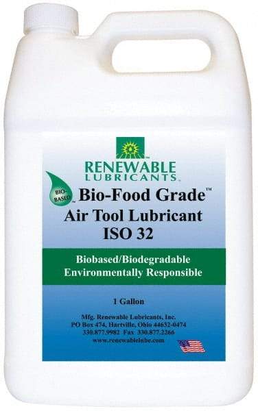 Renewable Lubricants - 1 Gal Bottle, ISO 32, Air Tool Oil - -20°F to 230°, 29.33 Viscosity (cSt) at 40°C, 7.34 Viscosity (cSt) at 100°C, Series Bio-Food Grade - Makers Industrial Supply