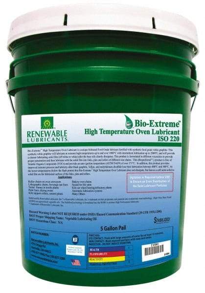 Renewable Lubricants - 5 Gal Pail Synthetic/Graphite Lubricant - White, -28°F to 2,000°F, Food Grade - Makers Industrial Supply