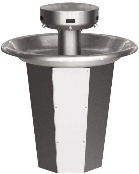 Bradley - Circular, Infrared Sensor, External Drain, 36" Diam, 5 Person Capacity, Stainless Steel, Wash Fountain - 0.5 GPM - Makers Industrial Supply