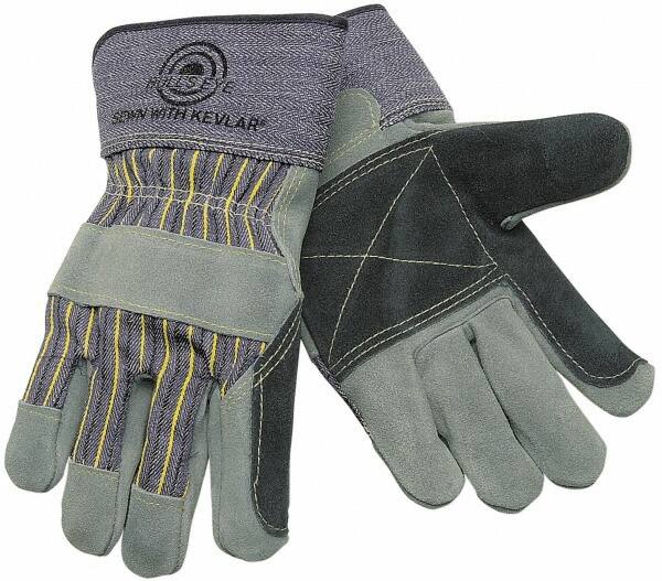 MCR Safety - Size L Cowhide Work Gloves - Uncoated, Safety Cuff, Green/Blue, Paired - Makers Industrial Supply