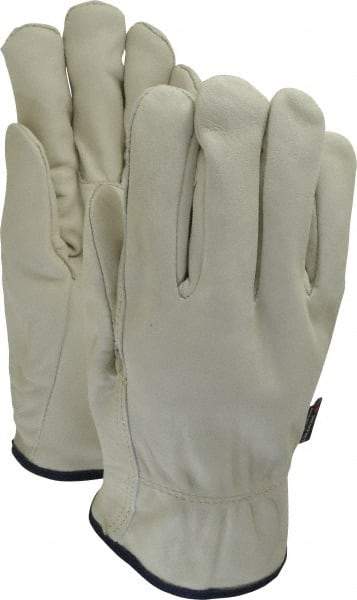 MCR Safety - Size XL Grain Cowhide Work Gloves - For Work & Driver, Uncoated, Slip-On Cuff, Tan, Paired - Makers Industrial Supply