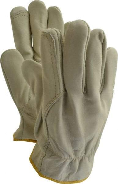 MCR Safety - Size 2XL Grain Cowhide Work Gloves - For Work & Driver, Uncoated, Slip-On Cuff, Tan, Paired - Makers Industrial Supply