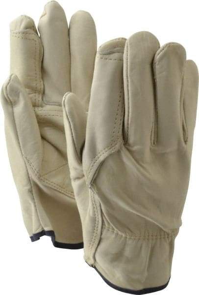 MCR Safety - Size XL Grain Cowhide Work Gloves - For Work & Driver, Uncoated, Slip-On Cuff, Tan, Paired - Makers Industrial Supply