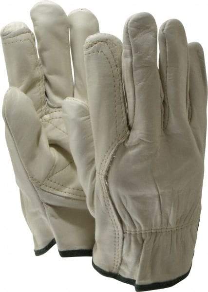 MCR Safety - Size M Grain Cowhide Work Gloves - For Work & Driver, Uncoated, Slip-On Cuff, Tan, Paired - Makers Industrial Supply