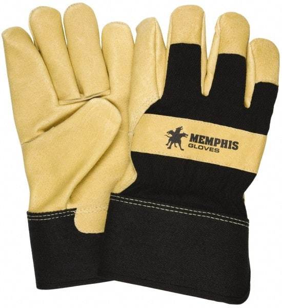 MCR Safety - Size M Grain Pigskin Work Gloves - Uncoated, Safety Cuff, Tan, Paired - Makers Industrial Supply