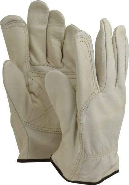 MCR Safety - Size L Grain Cowhide Work Gloves - For Work & Driver, Uncoated, Slip-On Cuff, Tan, Paired - Makers Industrial Supply