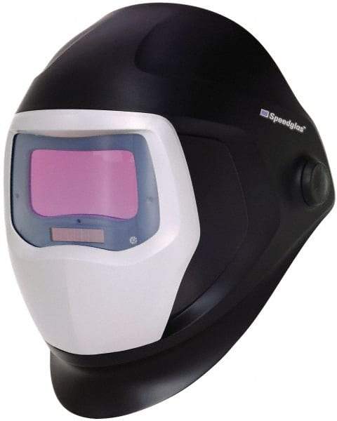 3M - 4-1/4" Window Width x 2-3/32" Window Height, 5, 8 to 13 Shade Auto-Darkening Lens, Fixed Front Welding Helmet - Black/Gray PPA Green Lens - Makers Industrial Supply