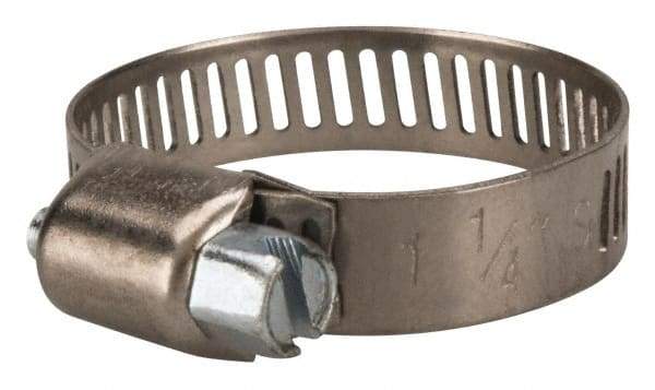 Value Collection - SAE Size 12, 1/2 to 1-1/4" Diam, Stainless Steel/Carbon Steel Worm Drive Clamp - 5/16" Wide, Material Grade 301 - Makers Industrial Supply